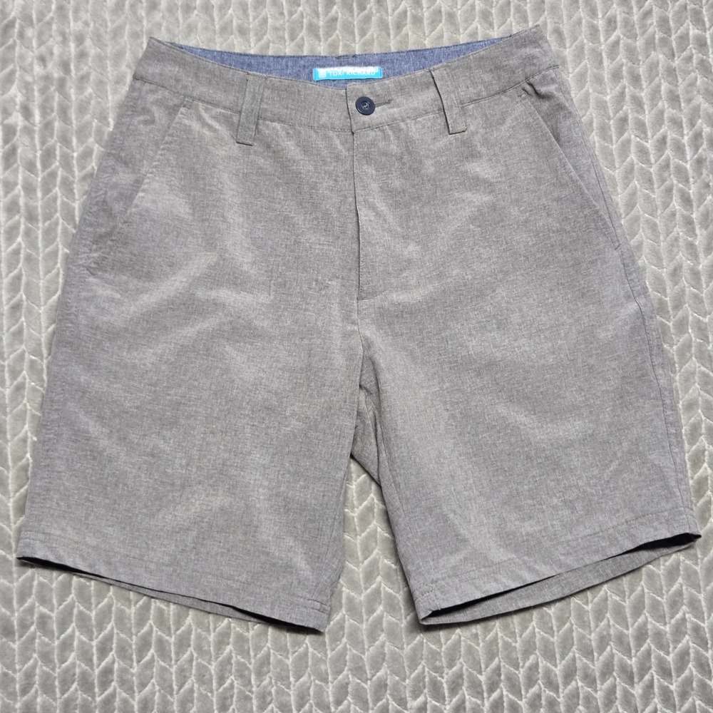 Tori Richard Surf N Turf Mens Grey Heather Shorts 28 4-Way Stretch Quick Dry